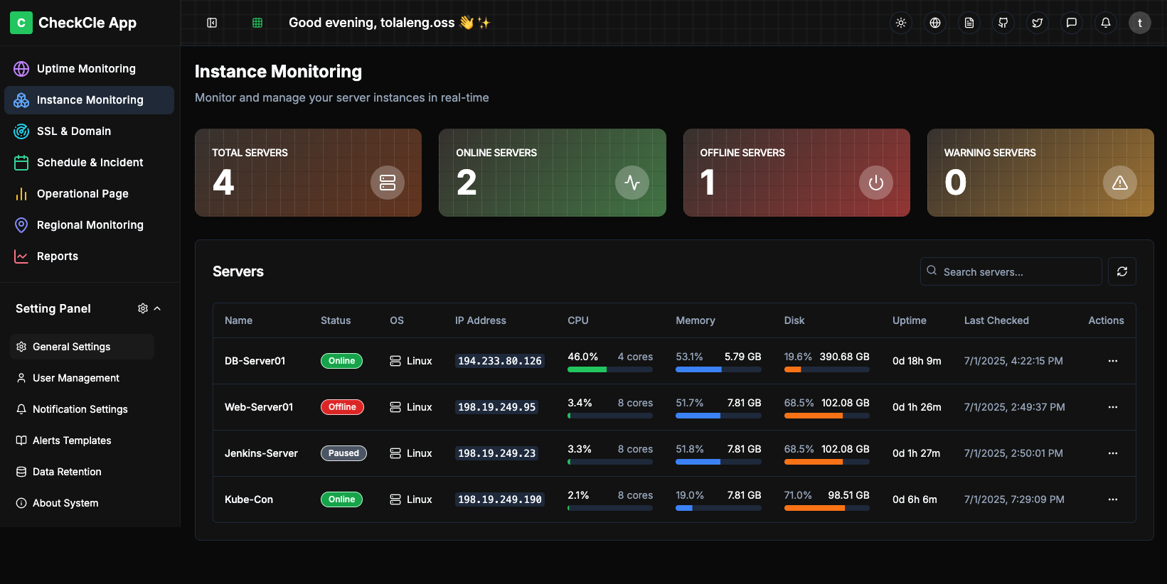 checkcle-server-instance